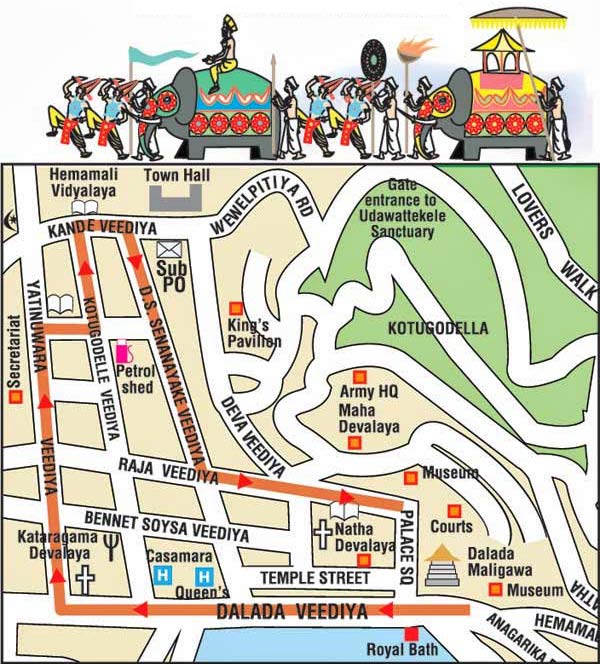 Map of Kandy Perahera route
